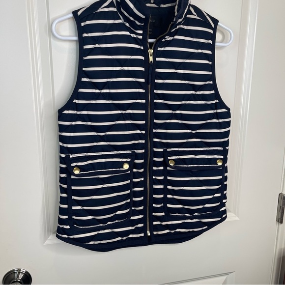 J. Crew Vest Navy Striped Quilted Down Vest Sleeveless Jacket 02727 - Picture 6 of 16